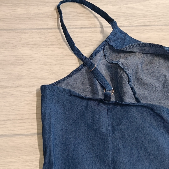 Plus Size Women Elegant Basic Denim Sleeveless Bodycon Slip Dress - Picture 12 of 16